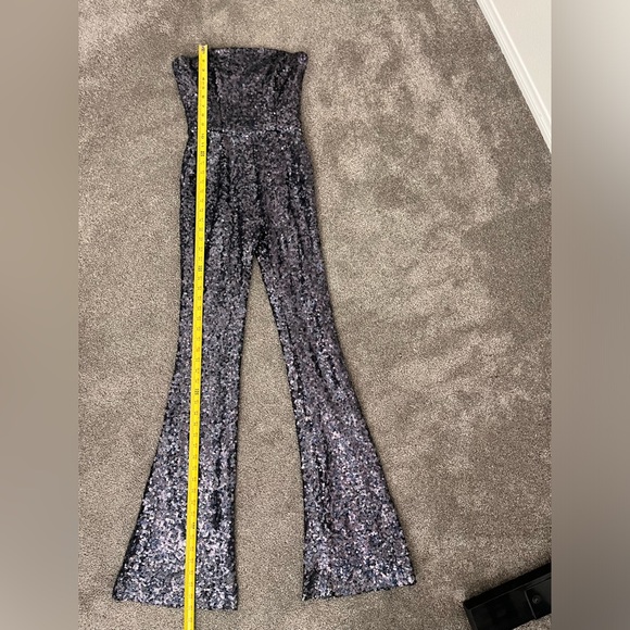 French Connection Lunar Sparkle Jumpsuit sequin size 4 small New Years flare leg - Picture 7 of 12